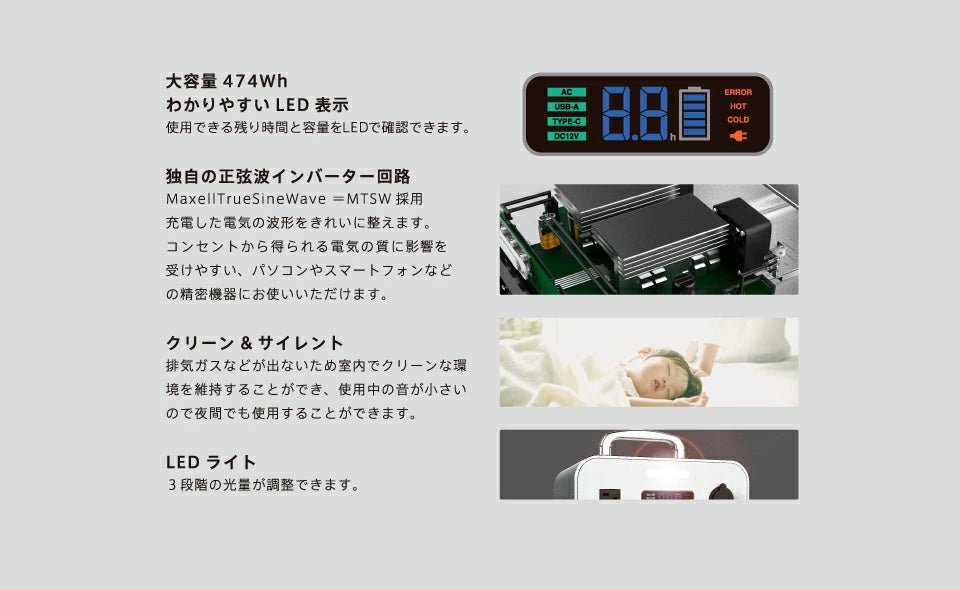 ポータブル電源 「エナジーステーション」+「12V対応車載用充電ケーブル付き」